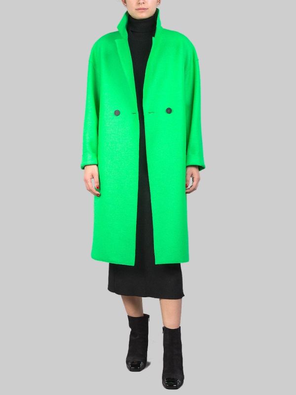 CAPPOTTO OVERSIZE VERDE ACCESO DOPPIOPETTO IN LANA VERGINE PRESSATA