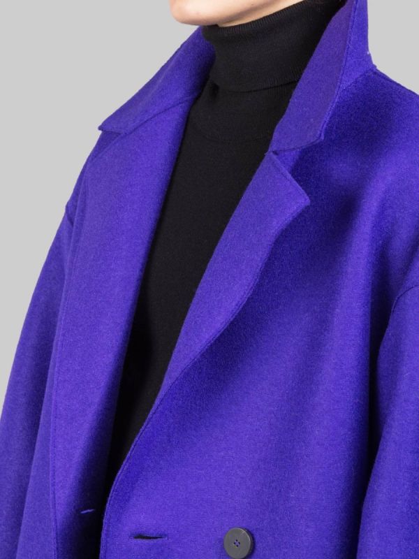 CAPPOTTO OVERSIZE VIOLA DOPPIOPETTO IN LANA VERGINE PRESSATA