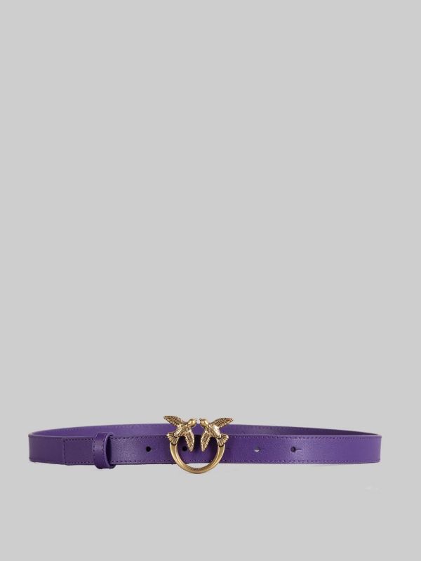 LOVE BERRY PURPLE SMOOTH LEATHER BELT WITH LOVE BIRDS BUCKLE