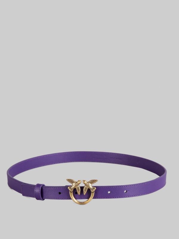 LOVE BERRY PURPLE SMOOTH LEATHER BELT WITH LOVE BIRDS BUCKLE