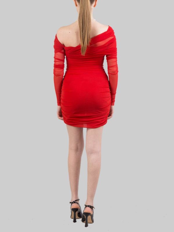 MINI ABITO ROSSO IN TULLE ELASTICIZZATO