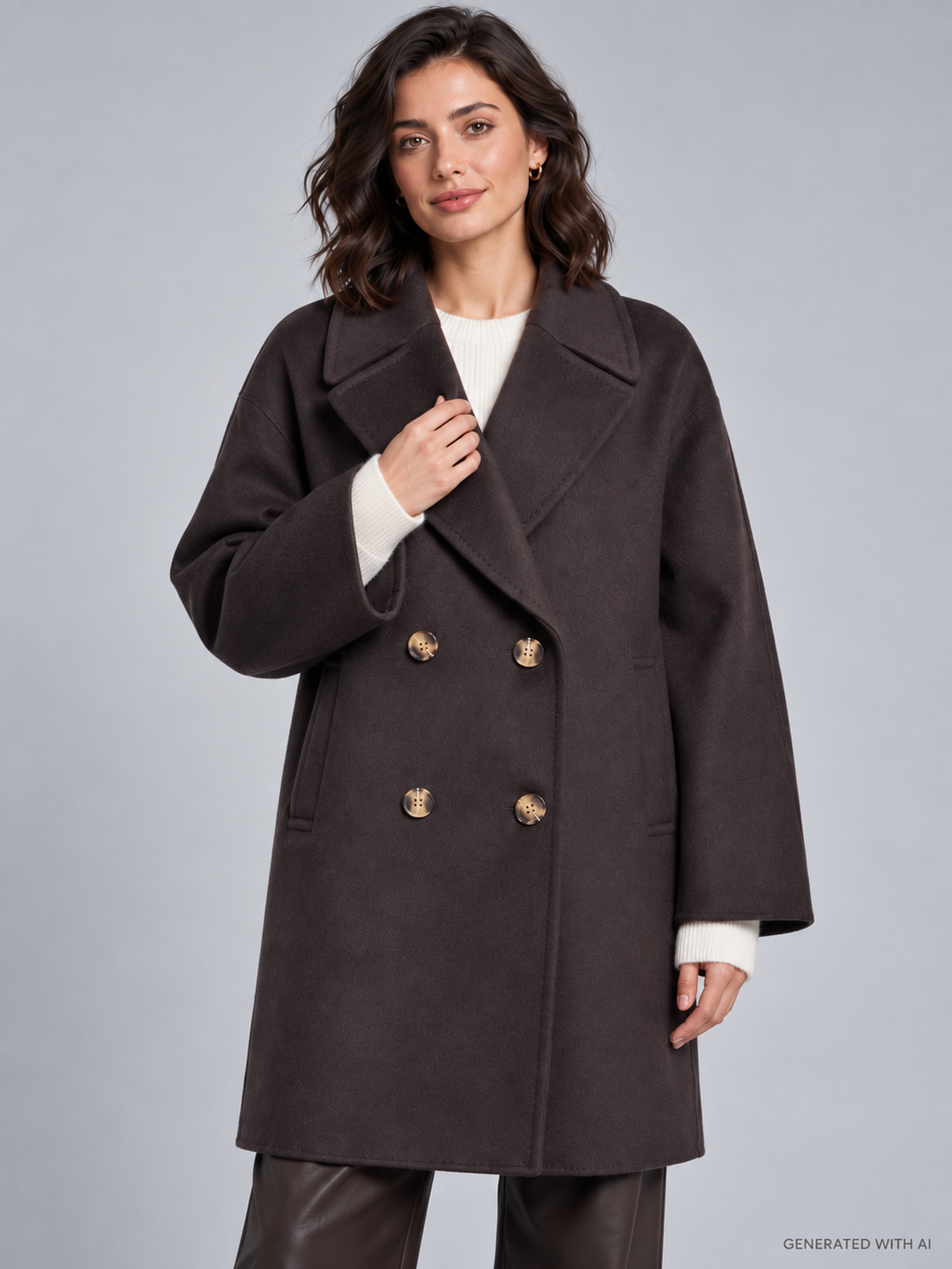 Cappotto doppiopetto in lana riciclata