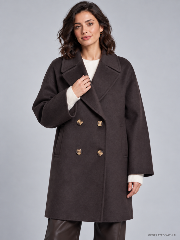 Cappotto doppiopetto in lana riciclata