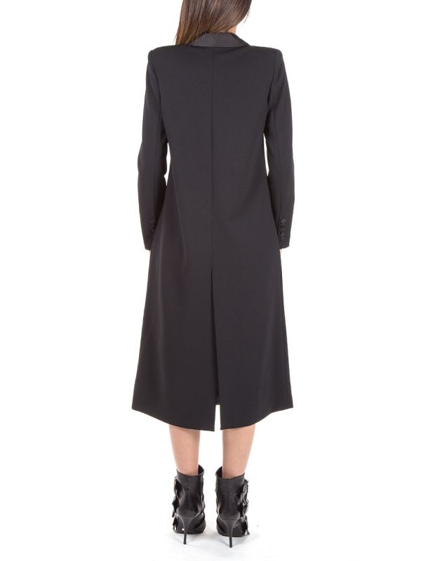 CAPPOTTO NERO VENNY IN TESSUTO TECNICO ELASTICIZZATO DOPPIO PETTO
