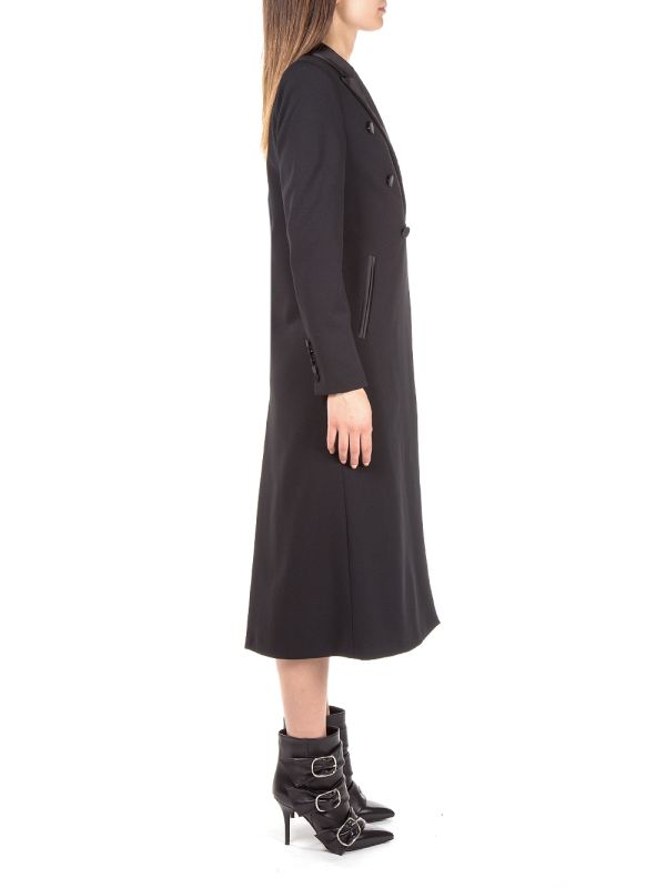 CAPPOTTO NERO VENNY IN TESSUTO TECNICO ELASTICIZZATO DOPPIO PETTO