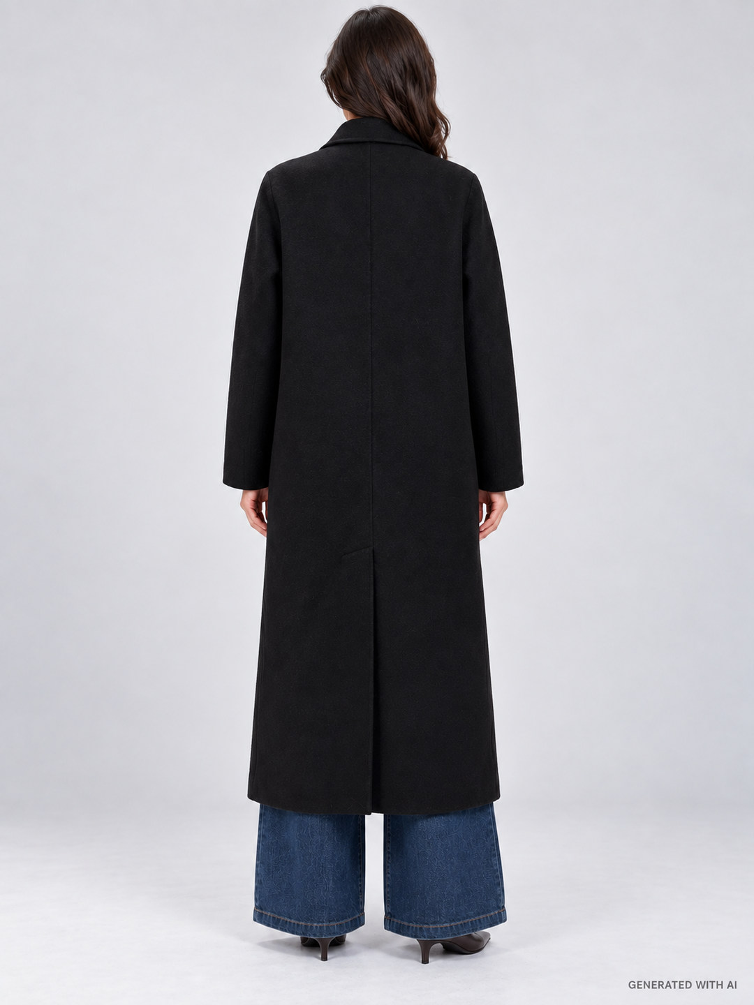 Cappotto lungo doppiopetto in misto lana