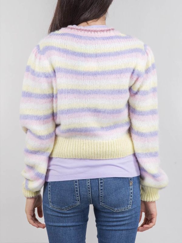 CARDIGAN CORTO A RIGHE MULTICOLORE