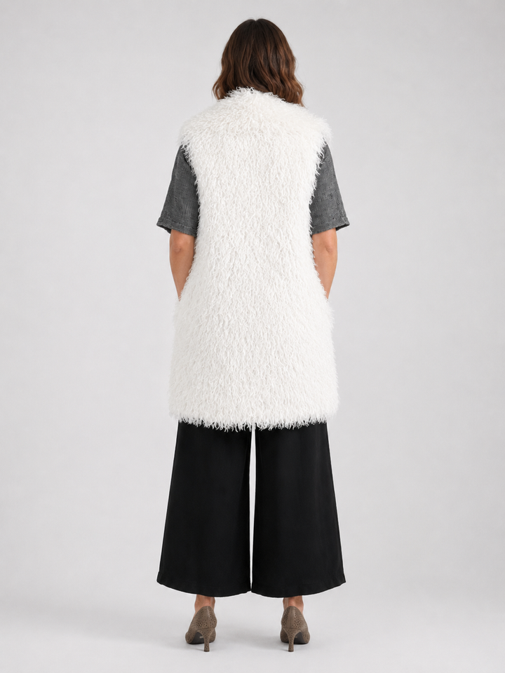 Gilet in Eco Pelliccia Effetto Mongolia