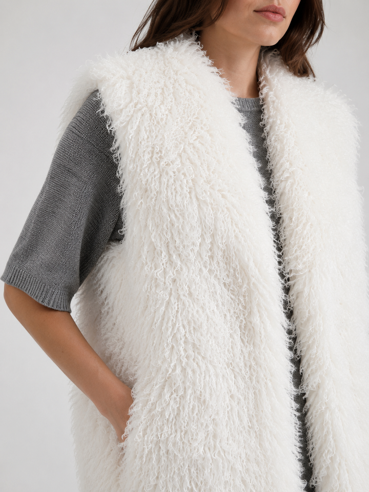 Gilet in Eco Pelliccia Effetto Mongolia