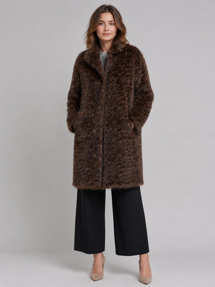 Giacca in eco pelliccia lunga effetto leopardo