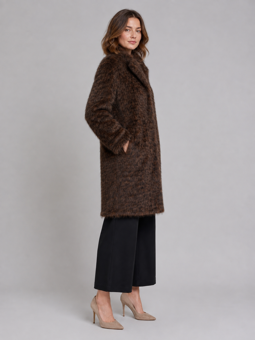 Giacca in eco pelliccia lunga effetto leopardo