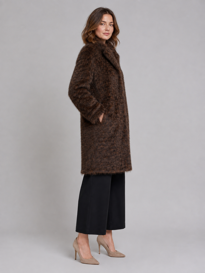 Giacca in eco pelliccia lunga effetto leopardo