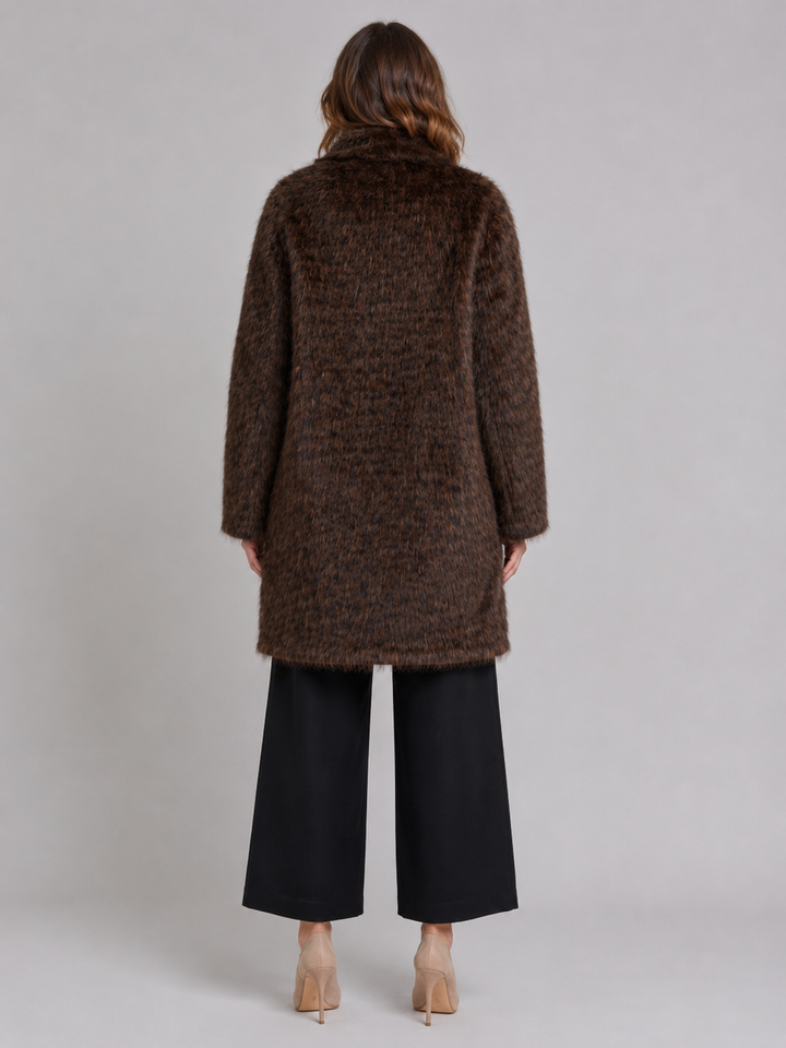 Giacca in eco pelliccia lunga effetto leopardo