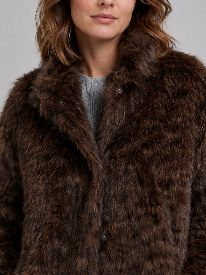 Giacca in eco pelliccia lunga effetto leopardo