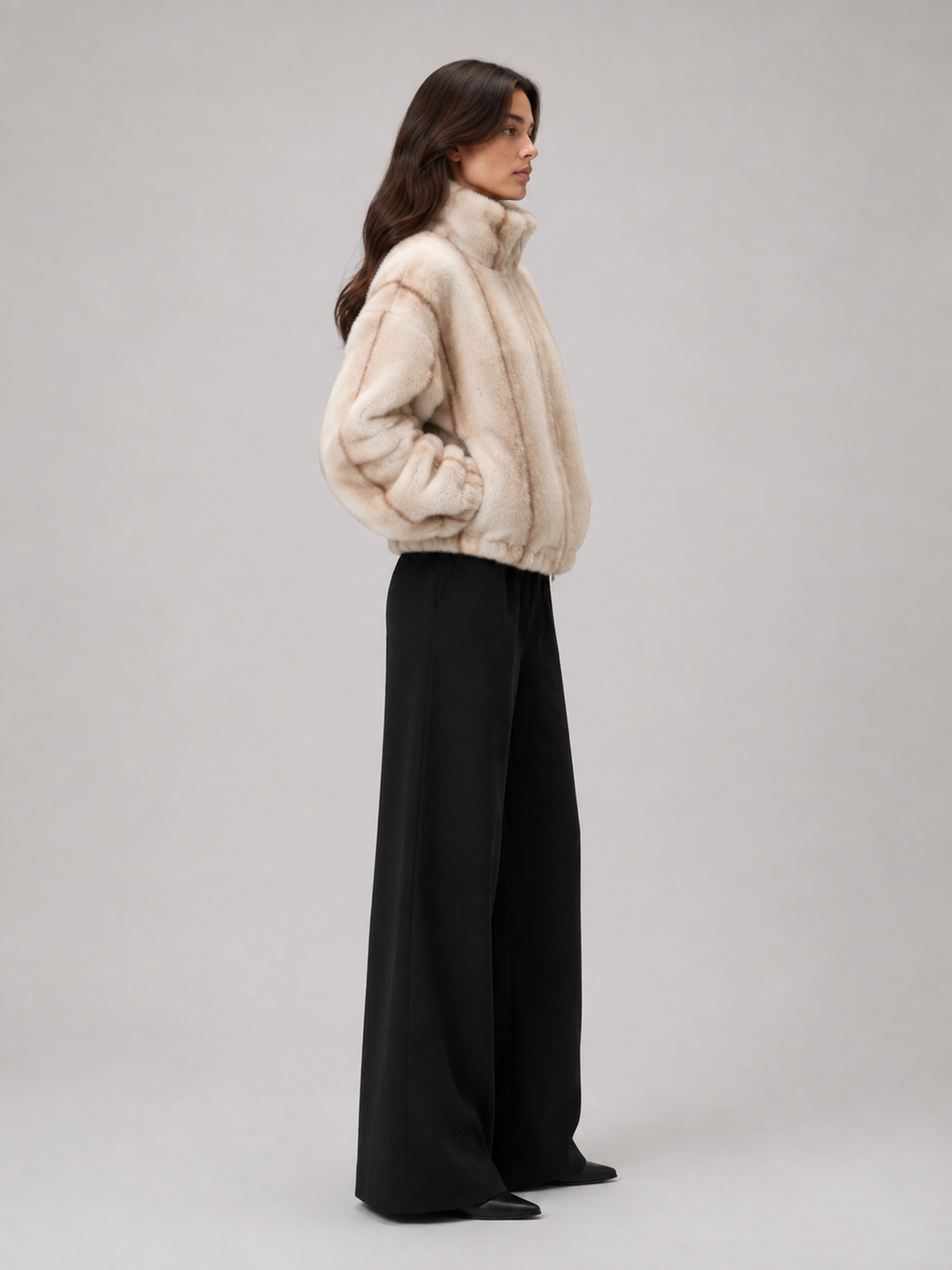 Bomber Cropped in Eco Pelliccia