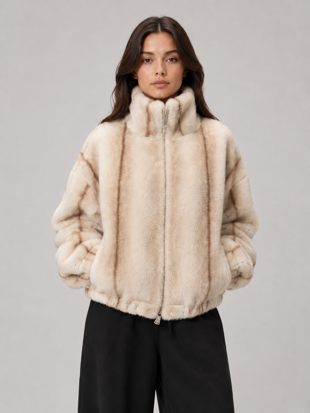Bomber Cropped in Eco Pelliccia