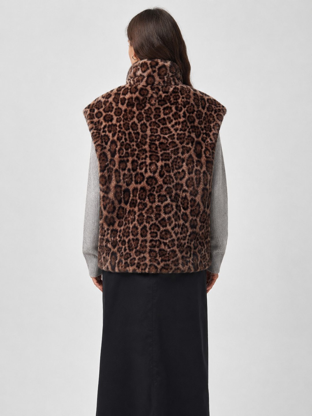 Gilet reversibile in Eco Pelliccia Leopardata