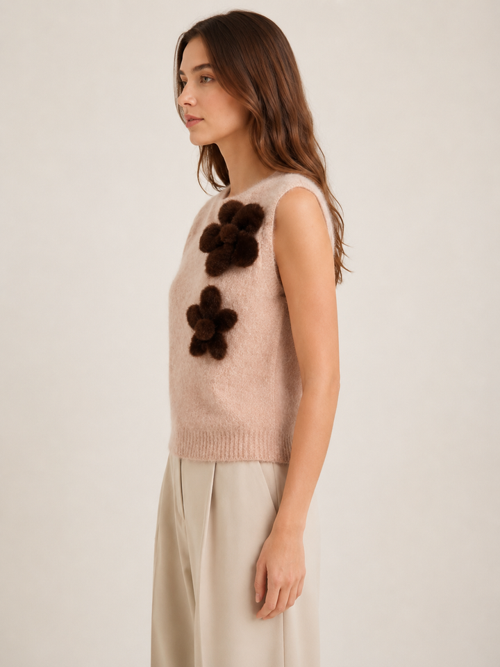 Gilet in Mohair e Lana con Applicazioni Floreali
