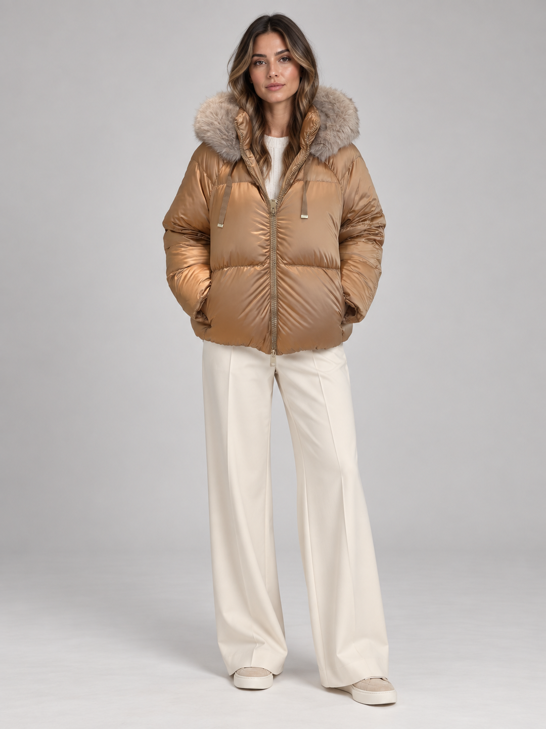 Bomber con cappuccio in pelliccia