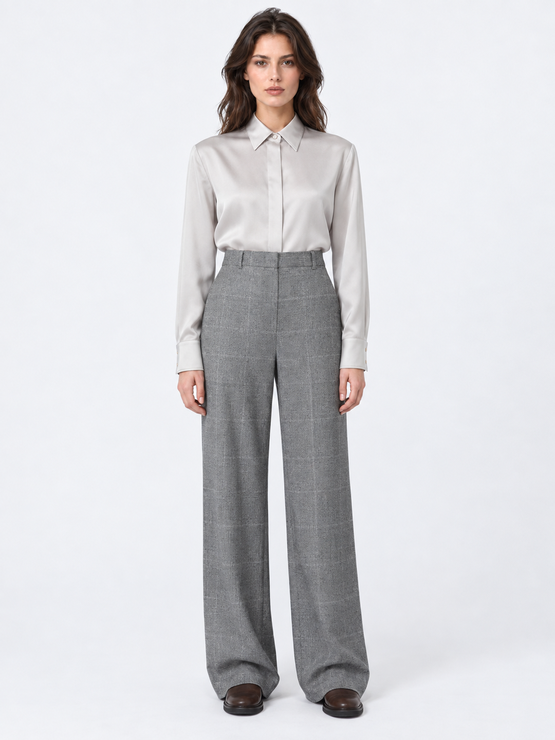 Pantalone dritto in flanella di lana