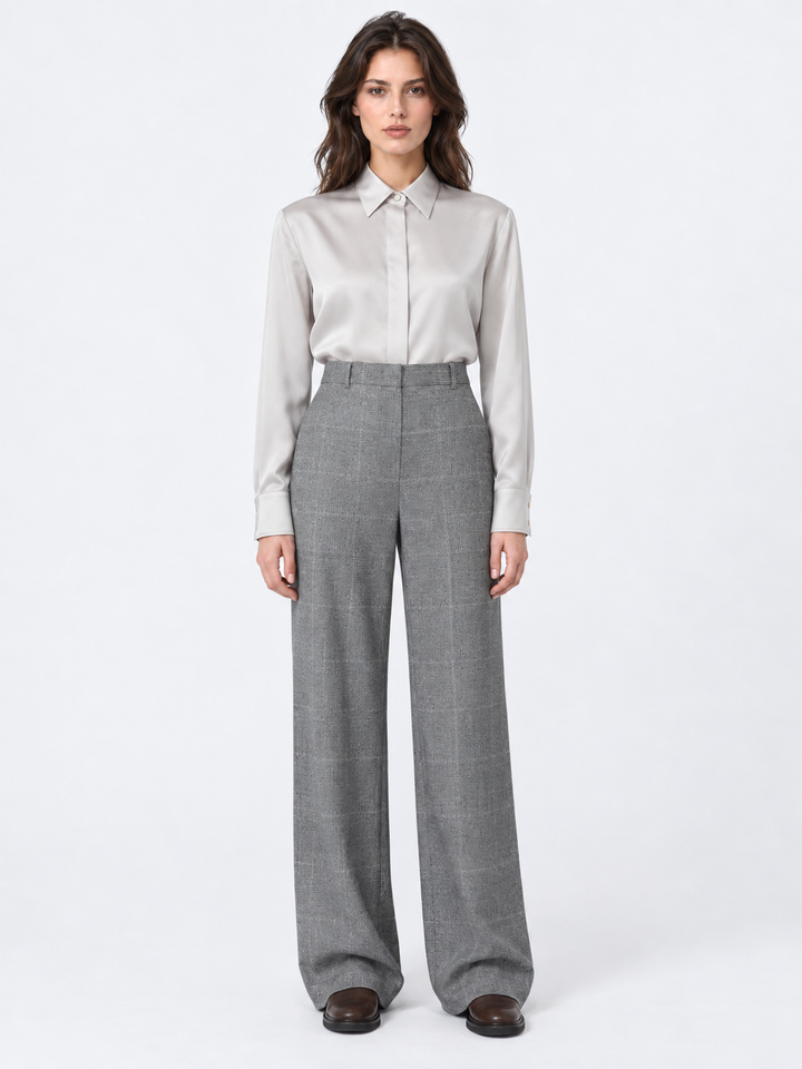 Pantalone dritto in flanella di lana
