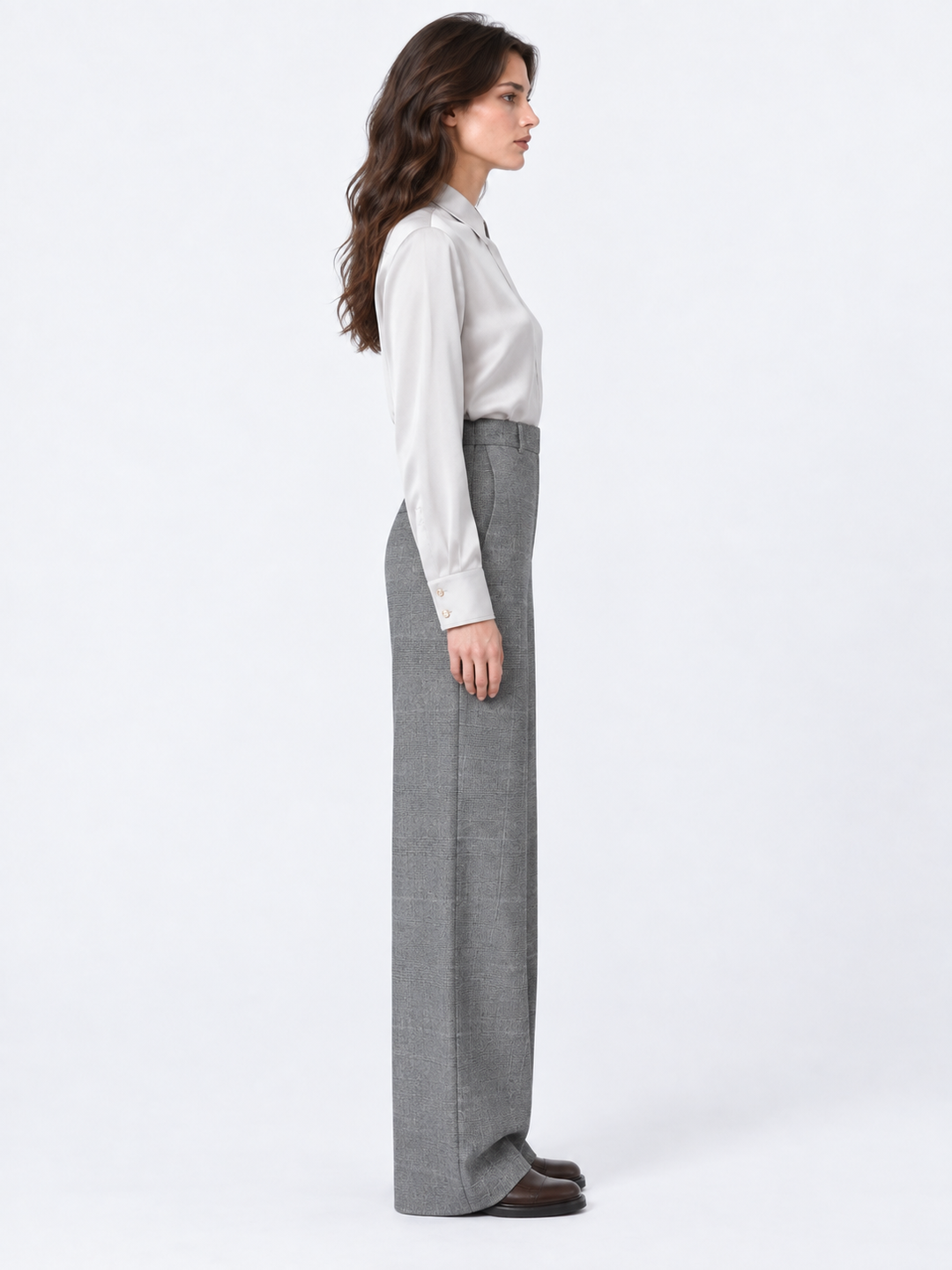 Pantalone dritto in flanella di lana