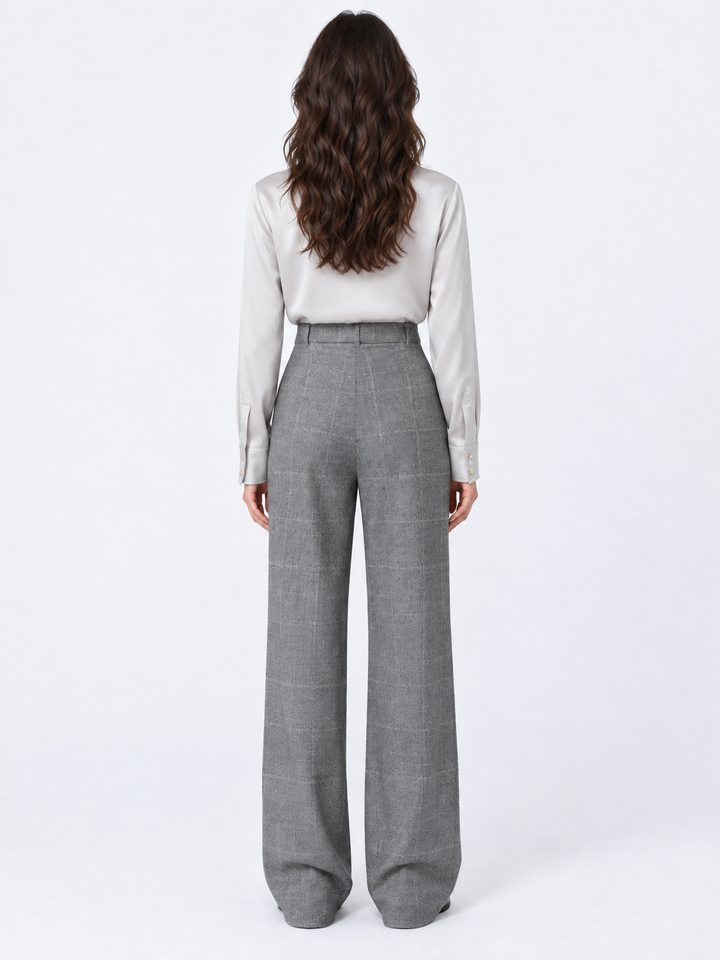 Pantalone dritto in flanella di lana