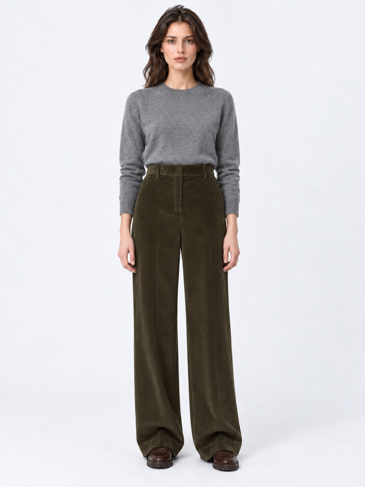Pantalone ampio in velluto a coste