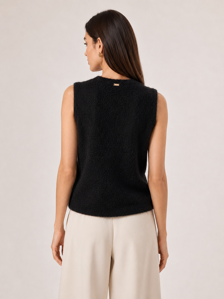 Gilet in Mohair e Lana con Applicazioni Floreali