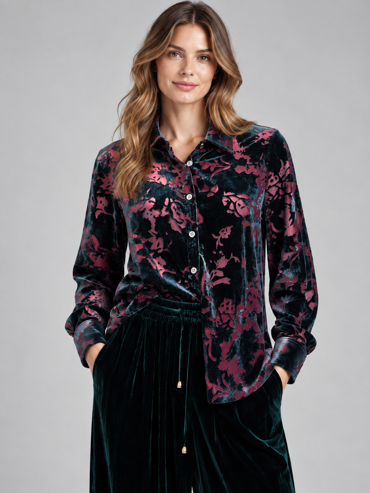 Camicia in velluto a fantasia