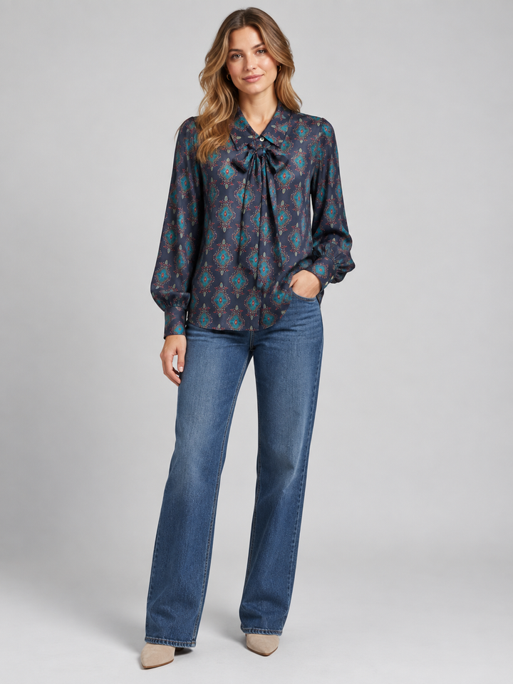 Camicia in viscosa con fiocco