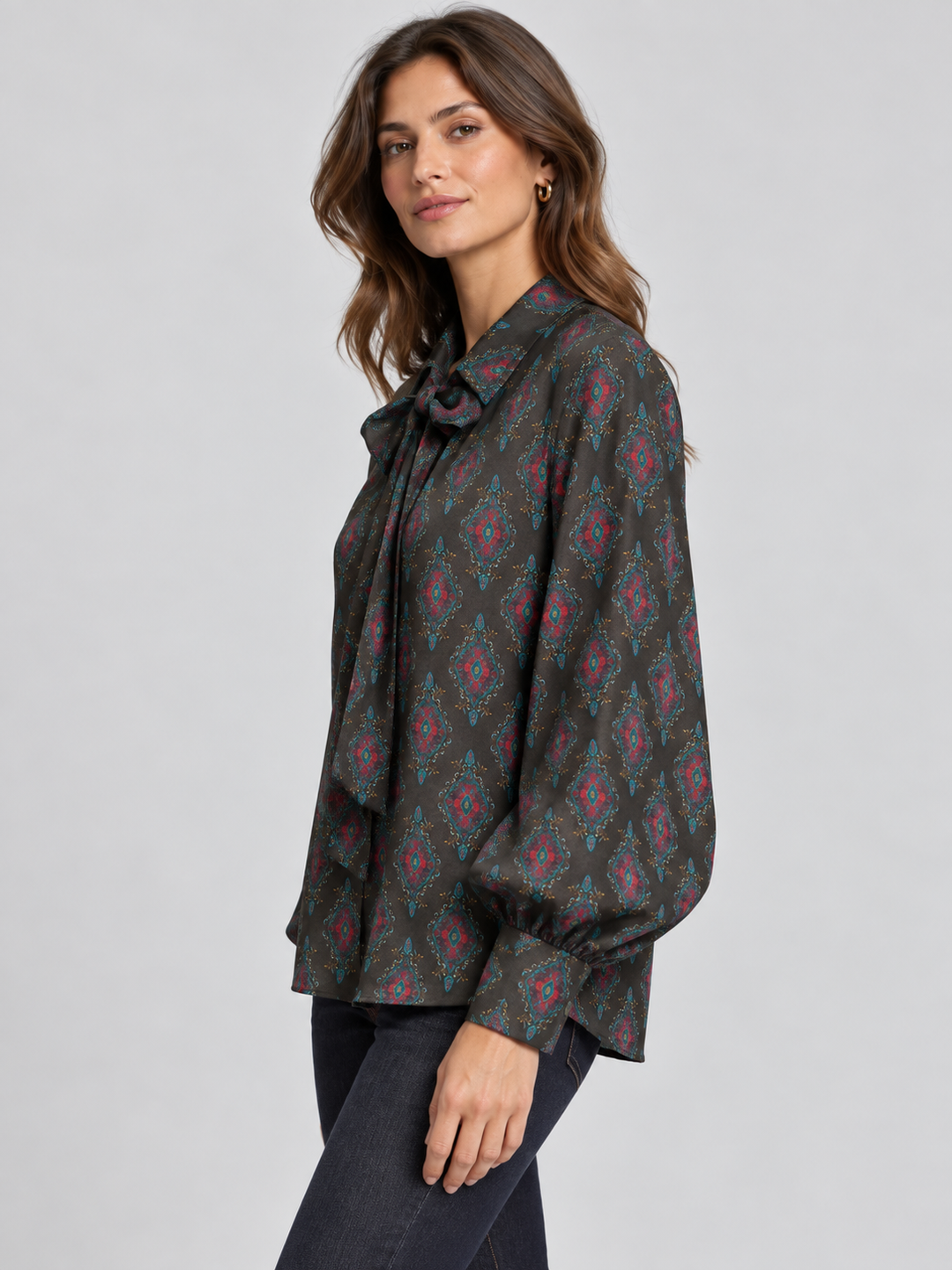 Camicia in viscosa con fiocco