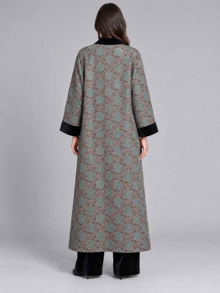 Kimono lungo in seta e velluto