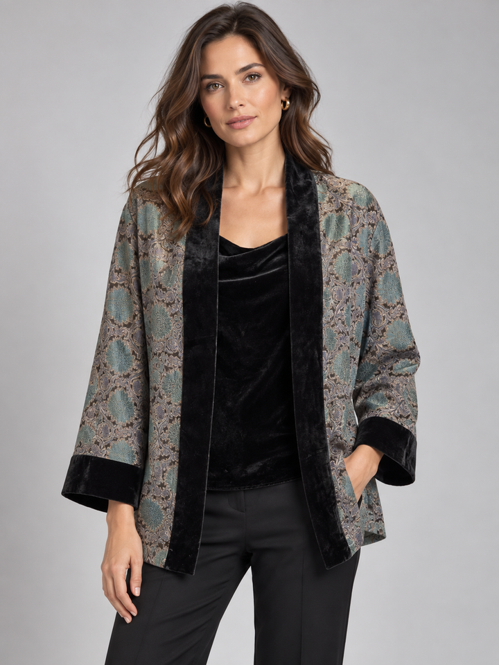 Giacca Kimono in seta e velluto