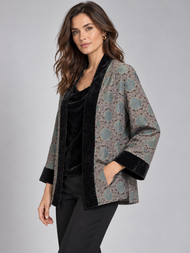 Giacca Kimono in seta e velluto