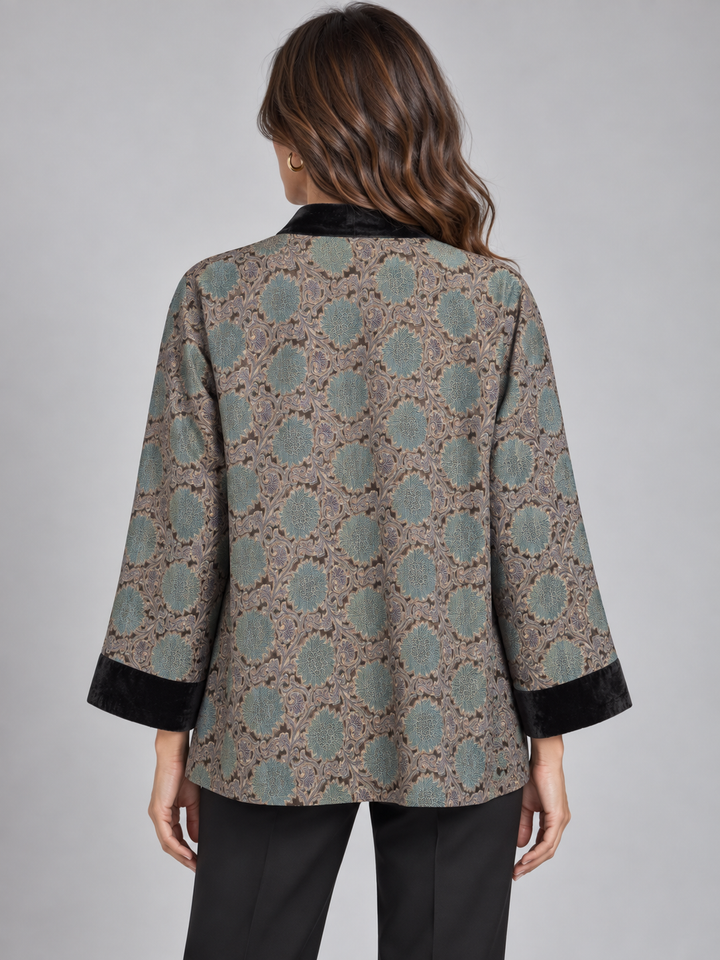 Giacca Kimono in seta e velluto