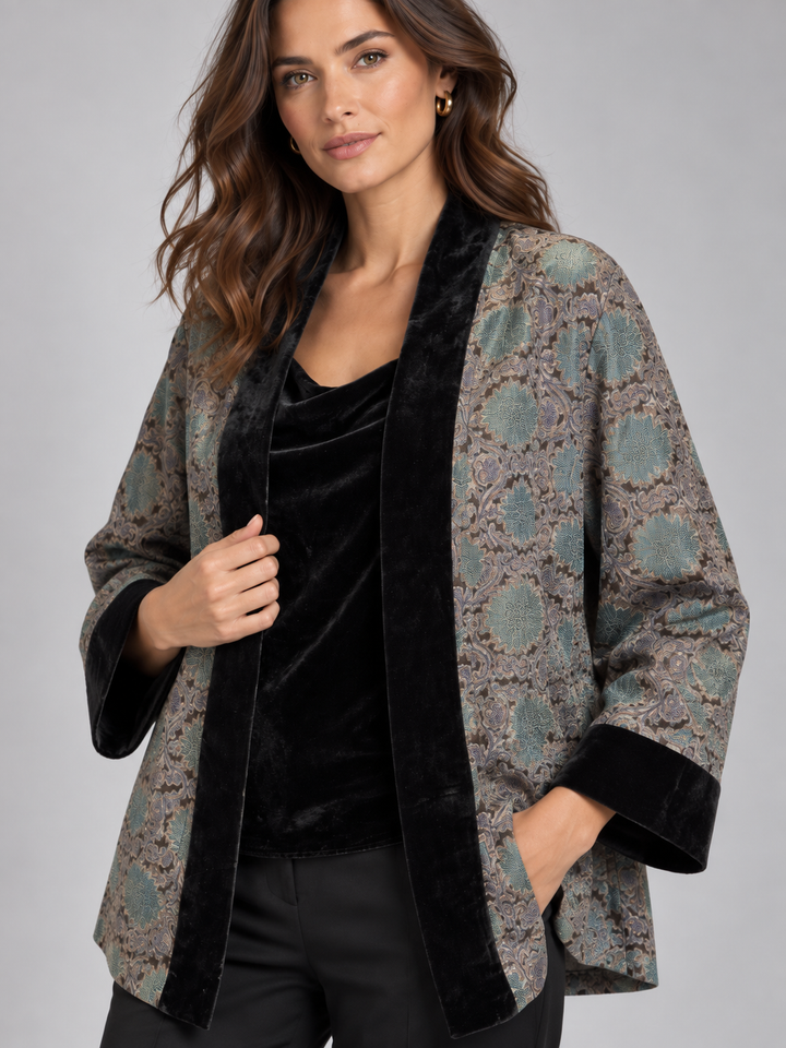 Giacca Kimono in seta e velluto