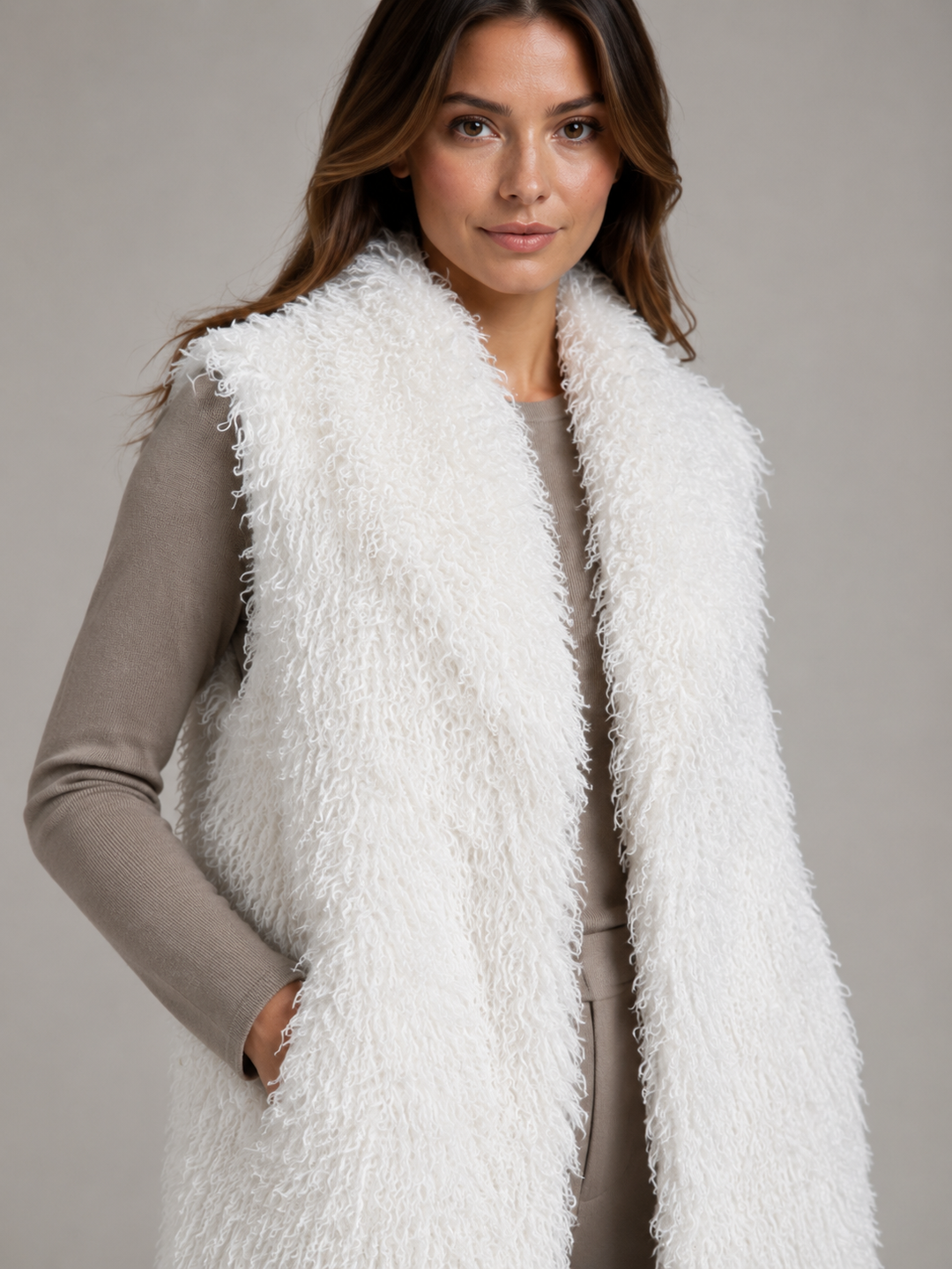 Gilet lungo effetto mongolia