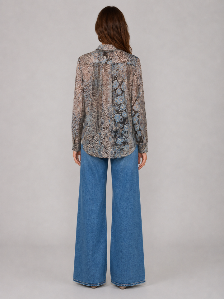 Camicia bianca a fantasia