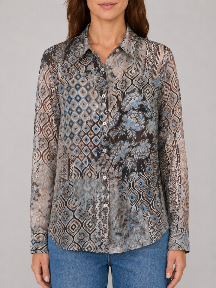 Camicia bianca a fantasia