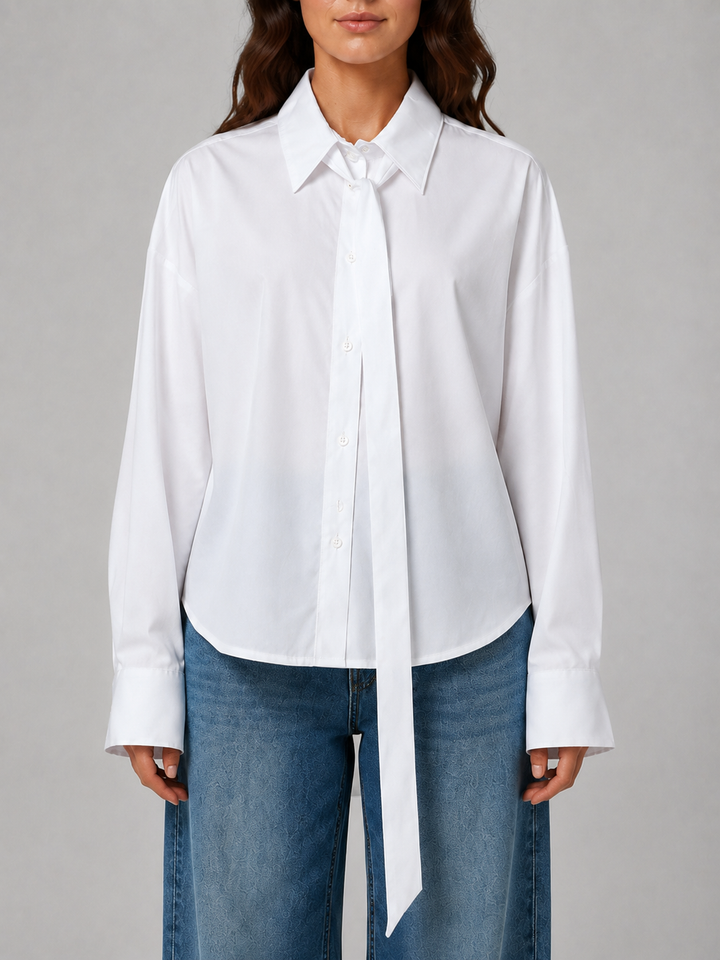 Camicia Bianca con Nastro al Collo
