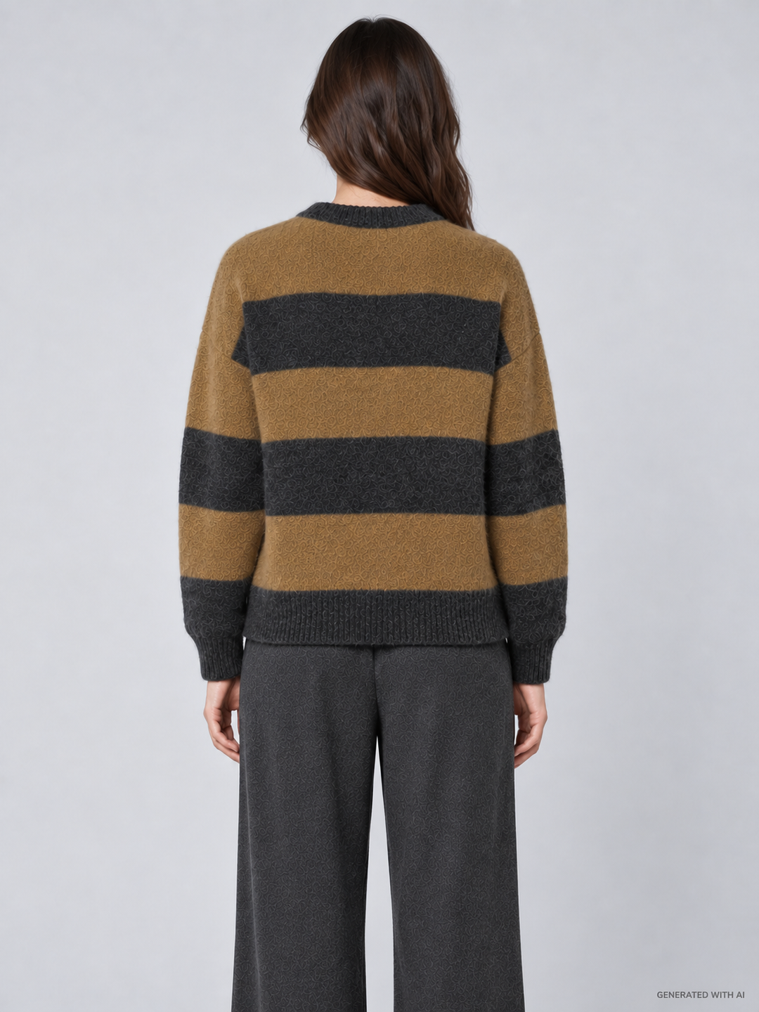 Maglia Girocollo a Righe in Misto Alpaca e Lana