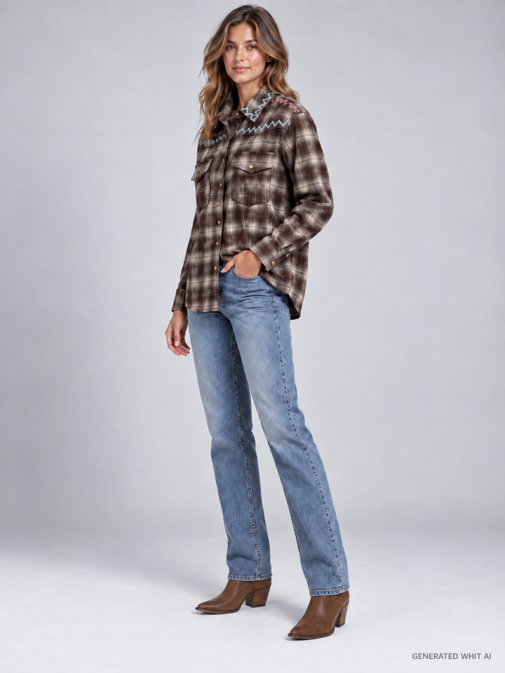 Camicia texana con ricami