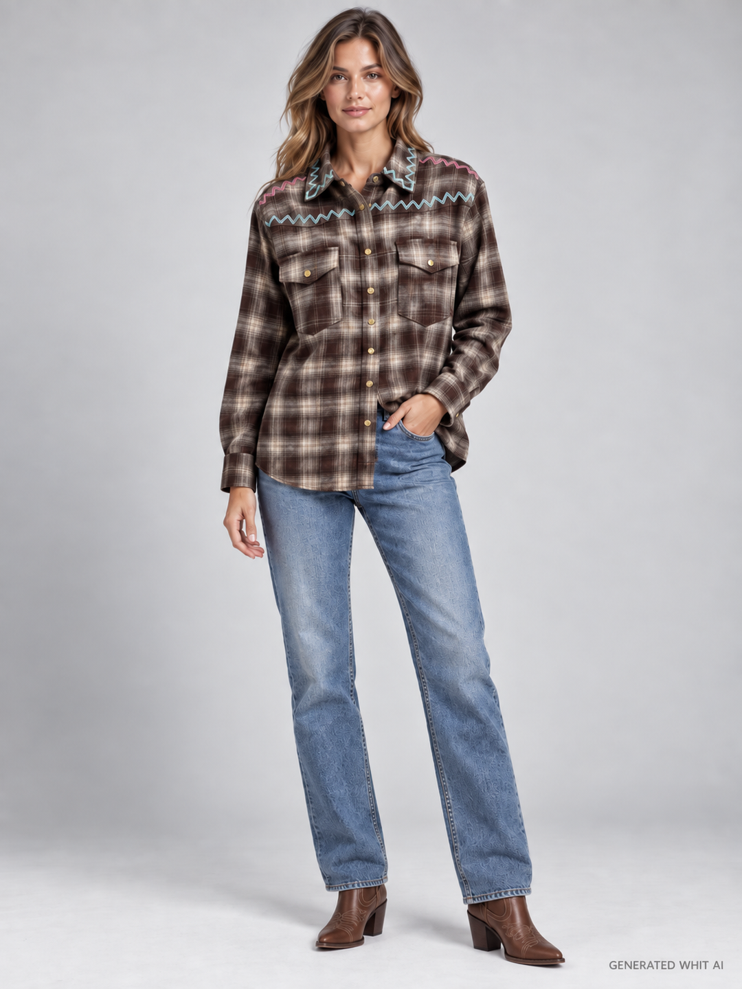 Camicia texana con ricami