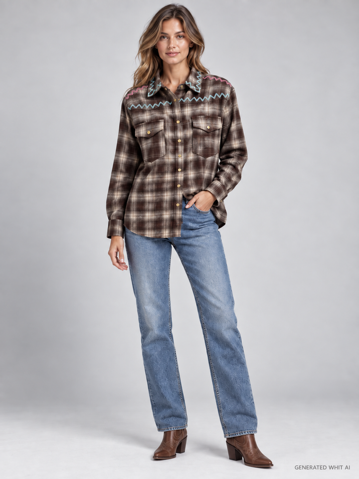 Camicia texana con ricami