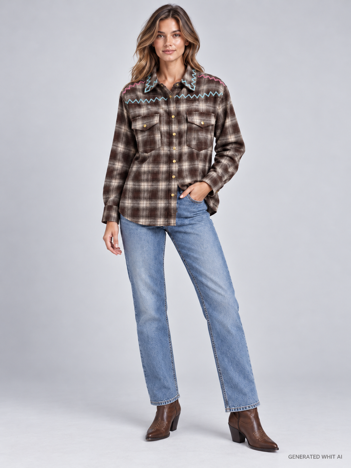 Camicia texana con ricami