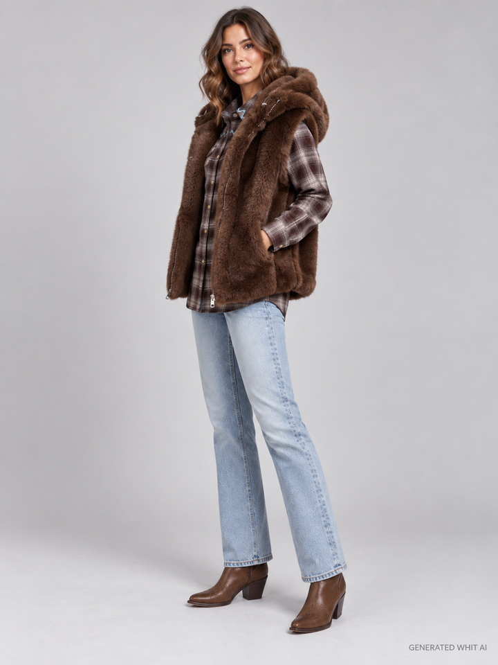Gilet reversibile in ecopelliccia