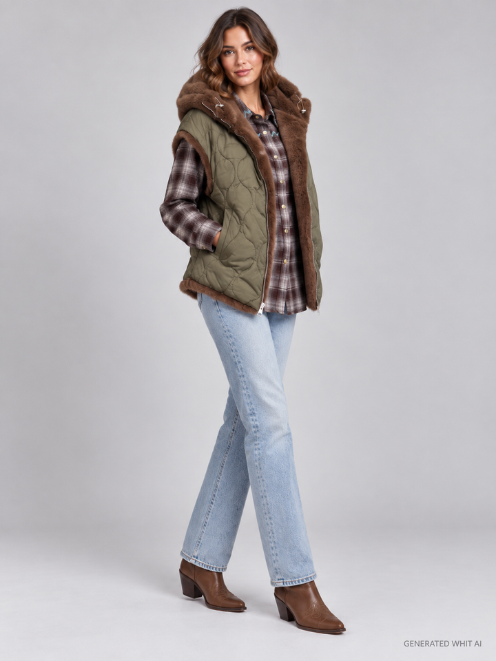 Gilet reversibile in ecopelliccia