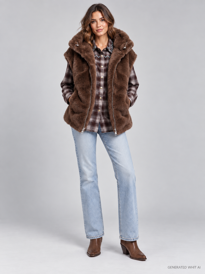 Gilet reversibile in ecopelliccia