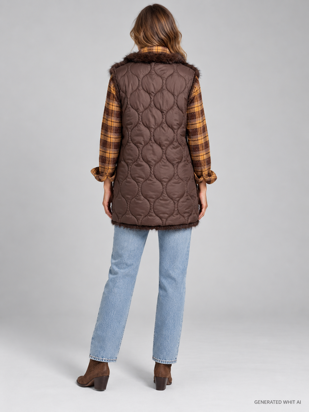 Gilet lungo in ecopelliccia